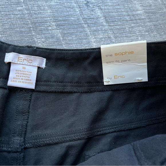 The Sophie by Eric Woman's Pants Slim Fit Black Hardware Stretch Size 16 - Picture 3 of 8